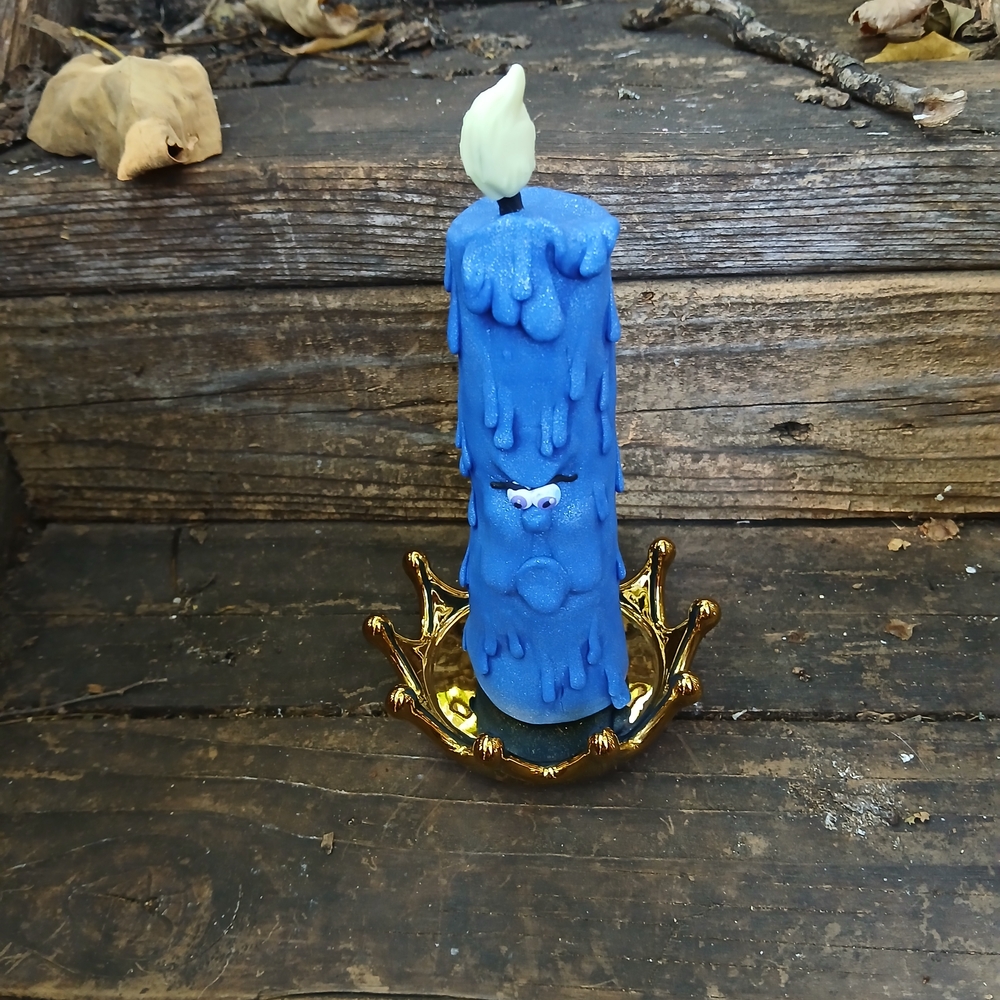 Blue Drip Candle with Gold Holder - Picture 5 of 9